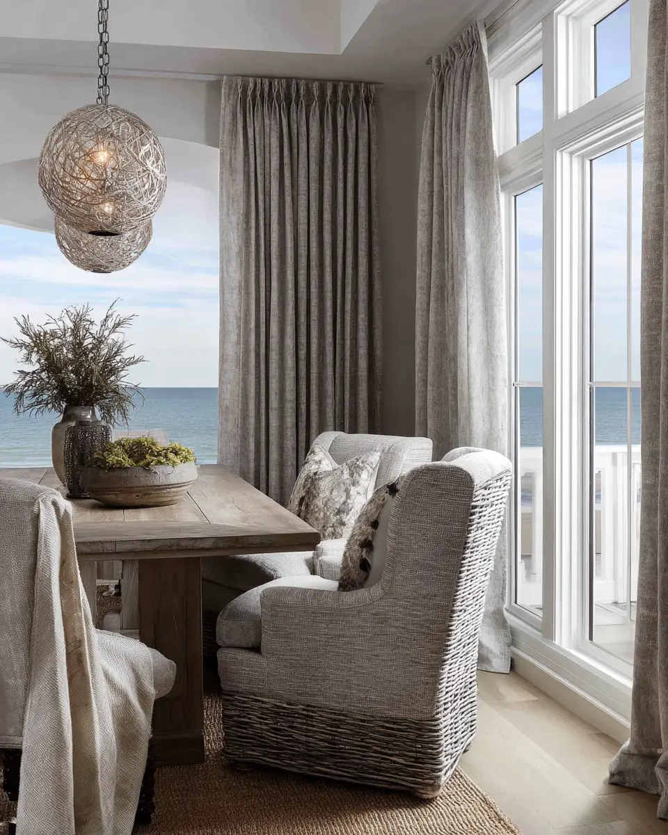 Gray Coastal Dining Room Decor Ideas
