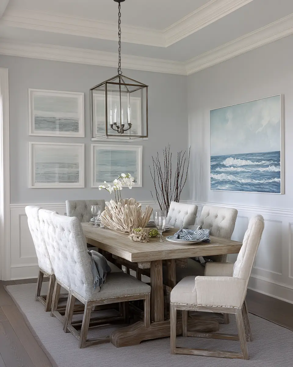 Gray Coastal Dining Room Decor Ideas