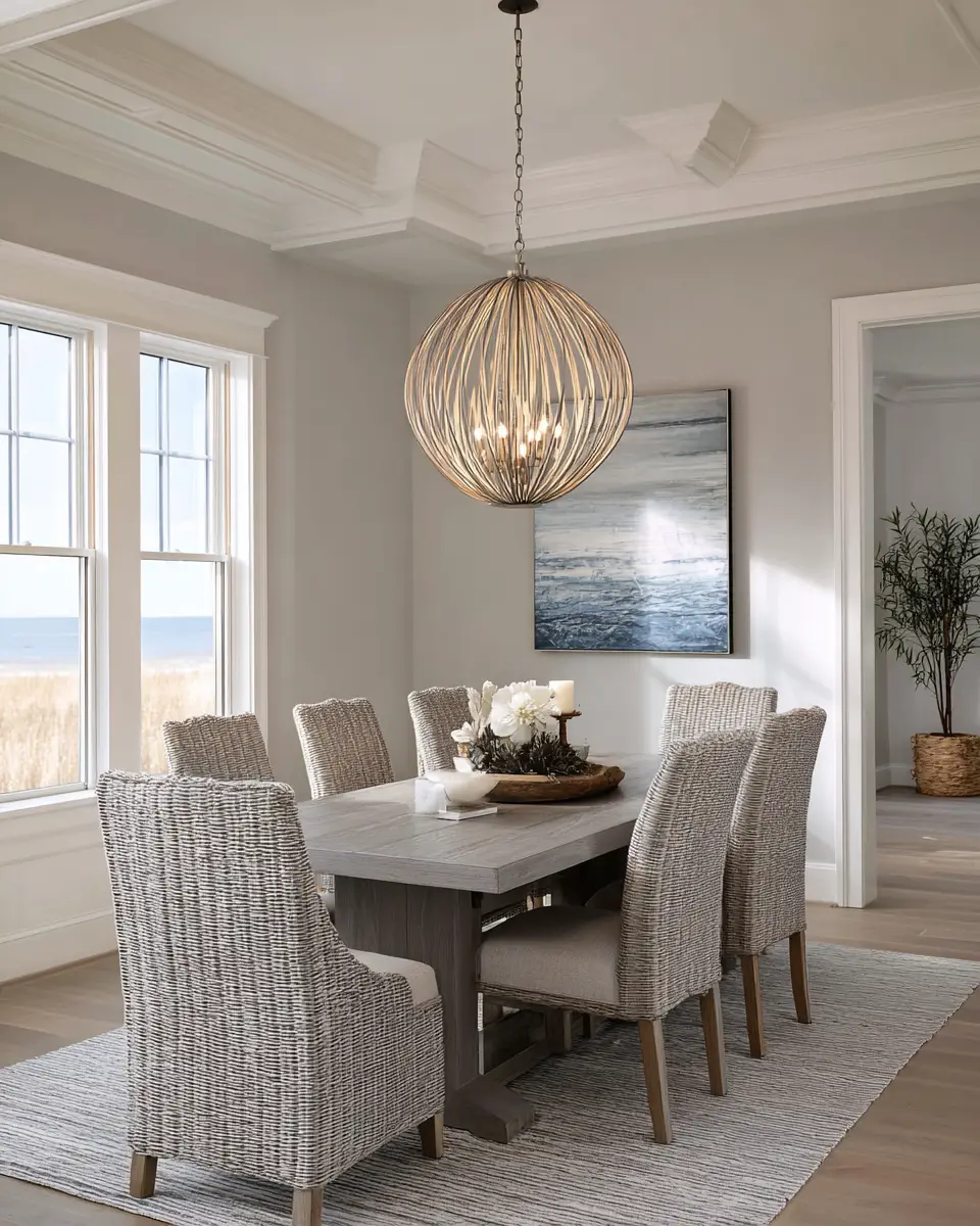 Gray Coastal Dining Room Decor Ideas