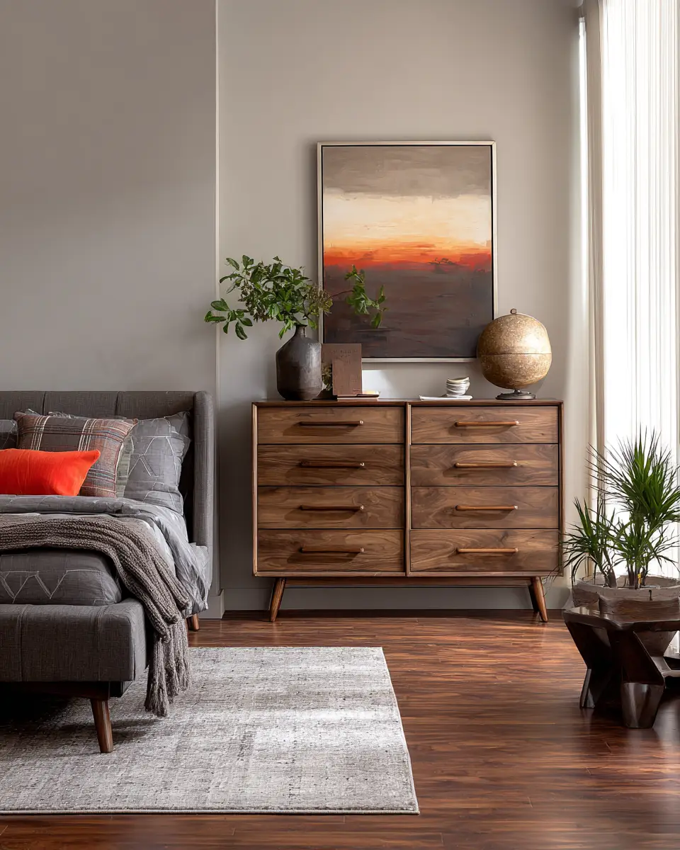 Gray Mid-Century Modern Bedroom Decor Ideas