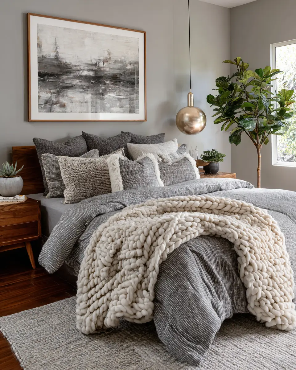 Gray Mid-Century Modern Bedroom Decor Ideas