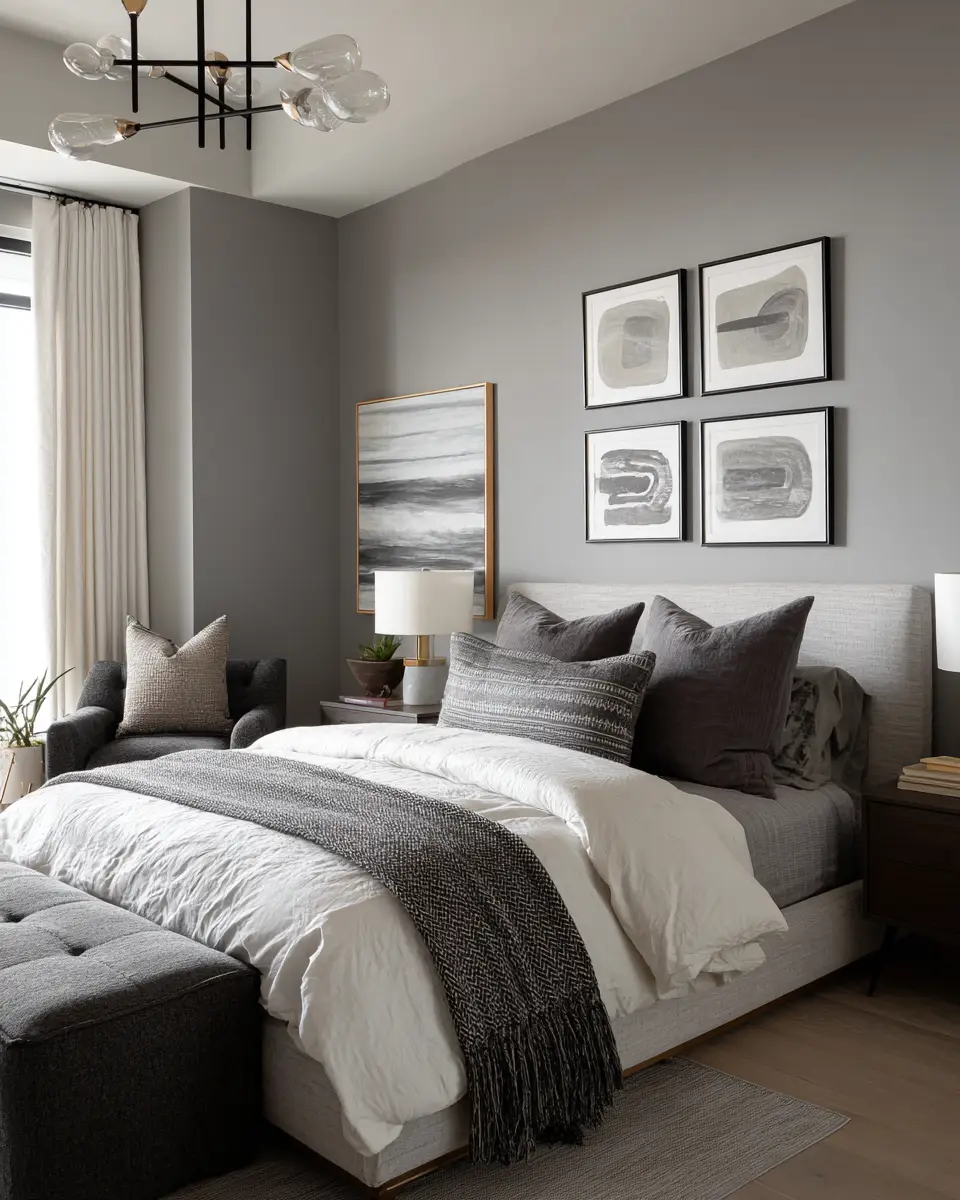 Gray Mid-Century Modern Bedroom Decor Ideas