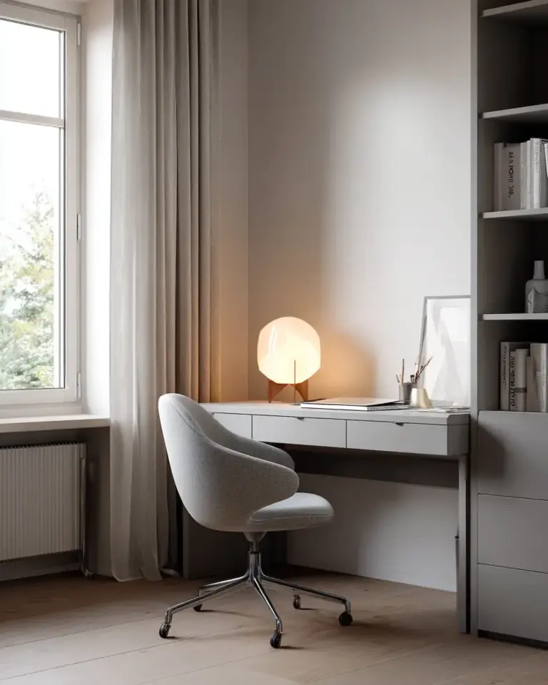 Gray Minimalist Home Office Decor Ideas - Featured