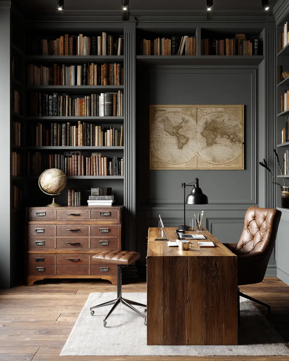 Gray Rustic Home Office Decor Ideas