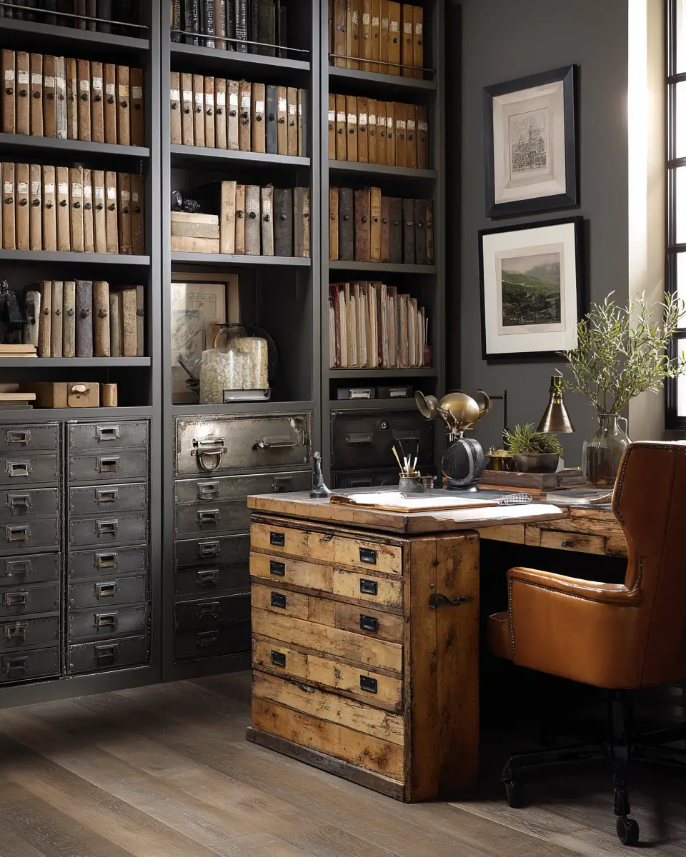 Gray Rustic Home Office Decor Ideas