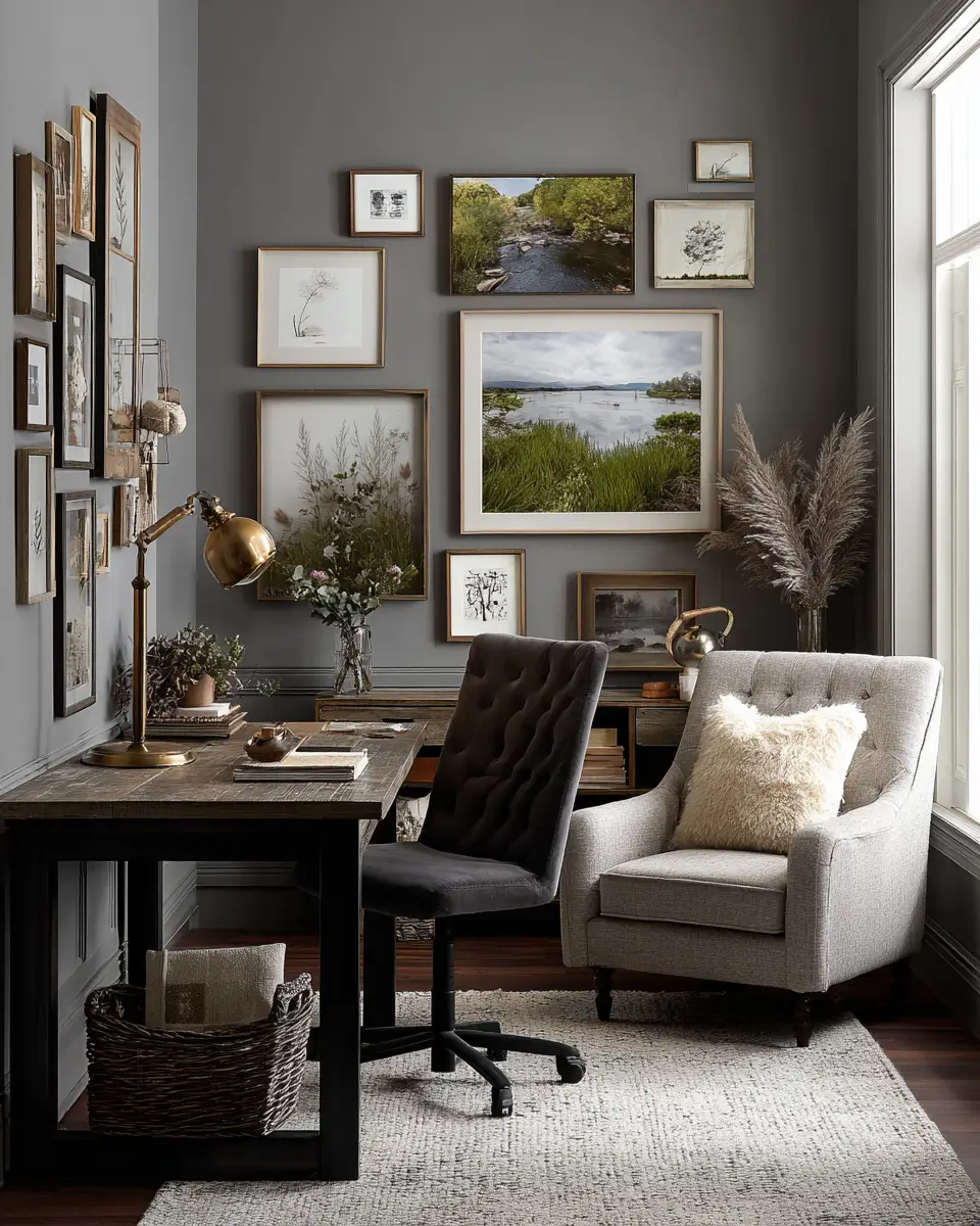 Gray Rustic Home Office Decor Ideas