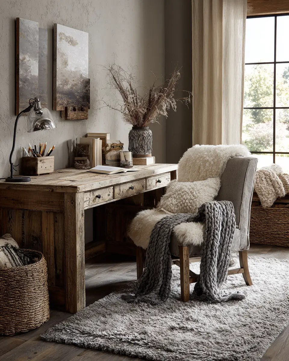 Gray Rustic Home Office Decor Ideas