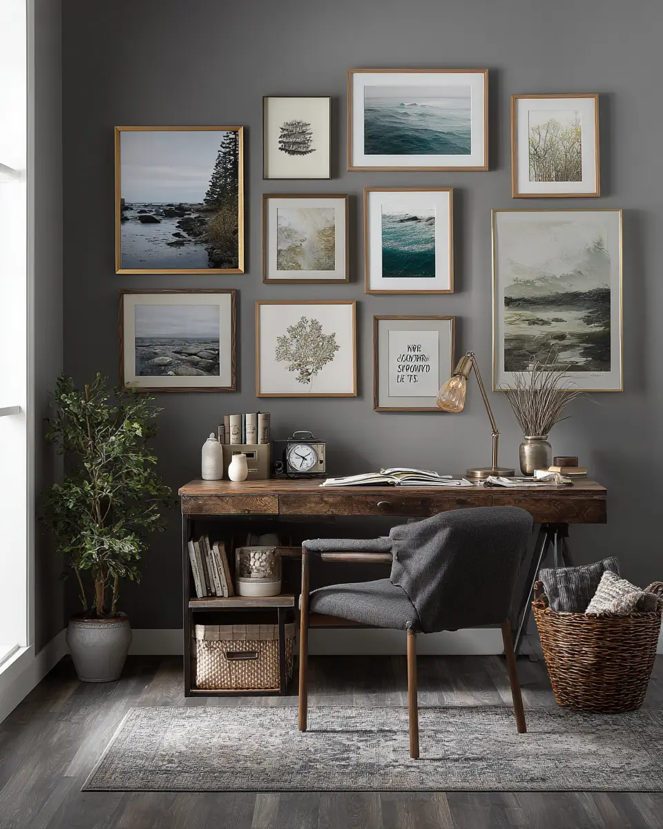 Gray Rustic Home Office Decor Ideas