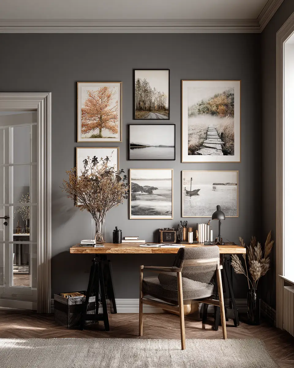 Gray Rustic Home Office Decor Ideas