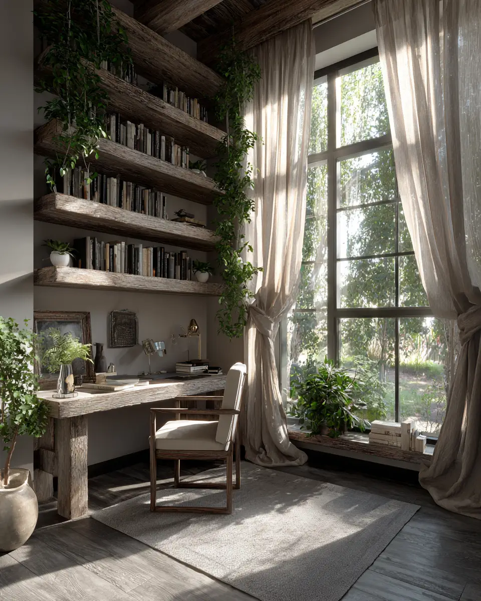 Gray Rustic Home Office Decor Ideas