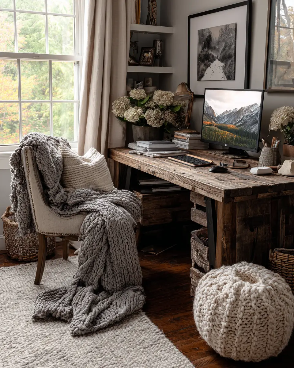 Gray Rustic Home Office Decor Ideas