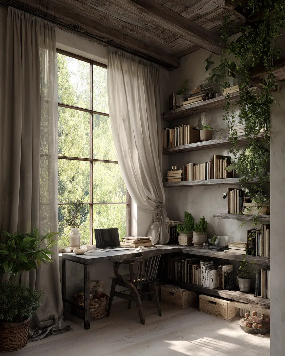 Gray Rustic Home Office Decor Ideas
