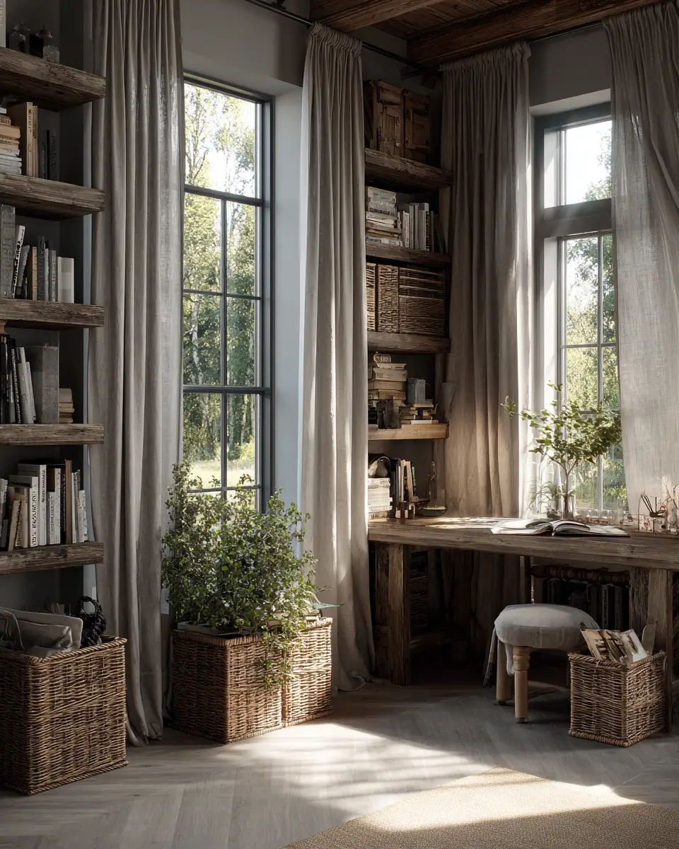 Gray Rustic Home Office Decor Ideas