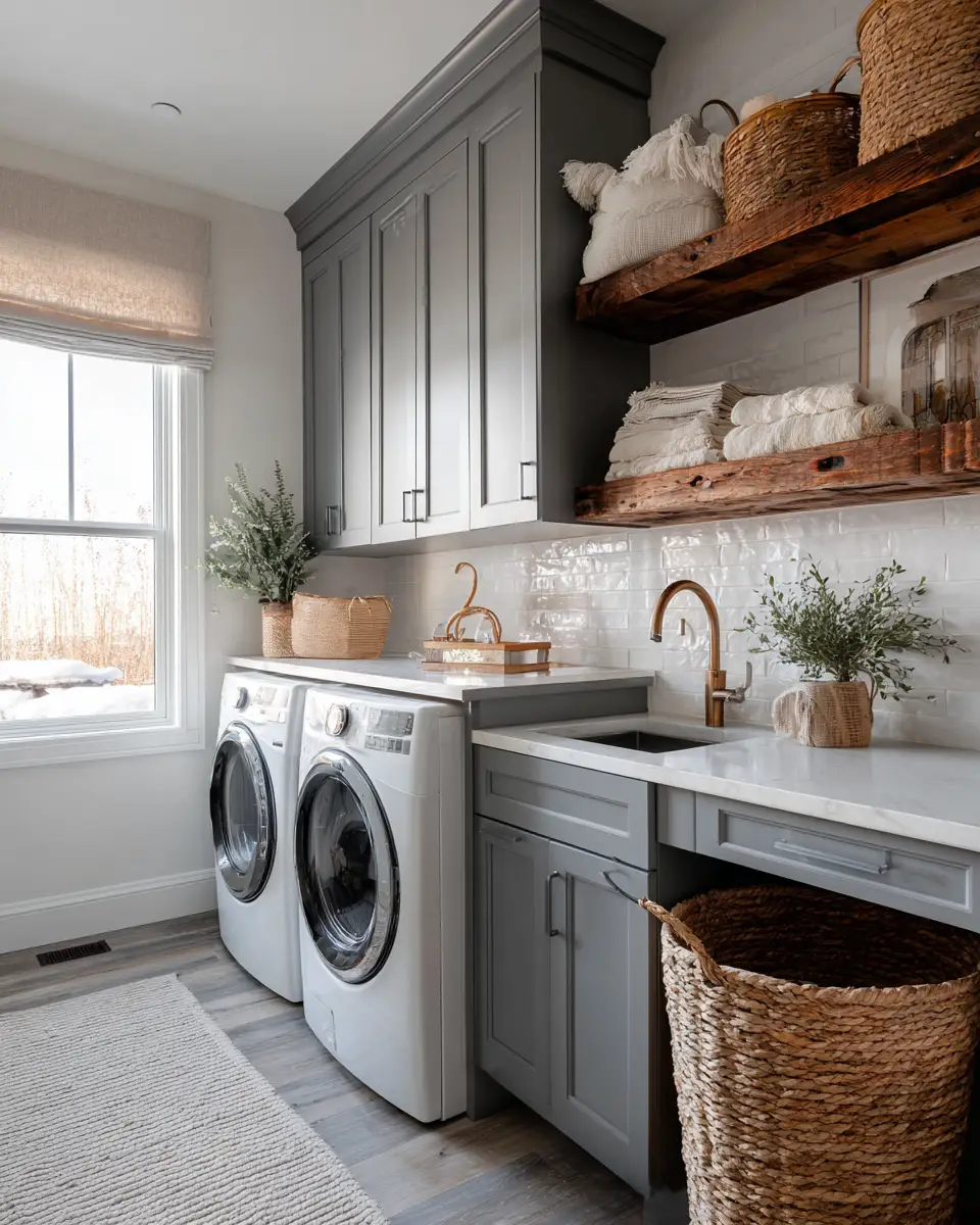 Gray Scandinavian Laundry Room Decor Ideas