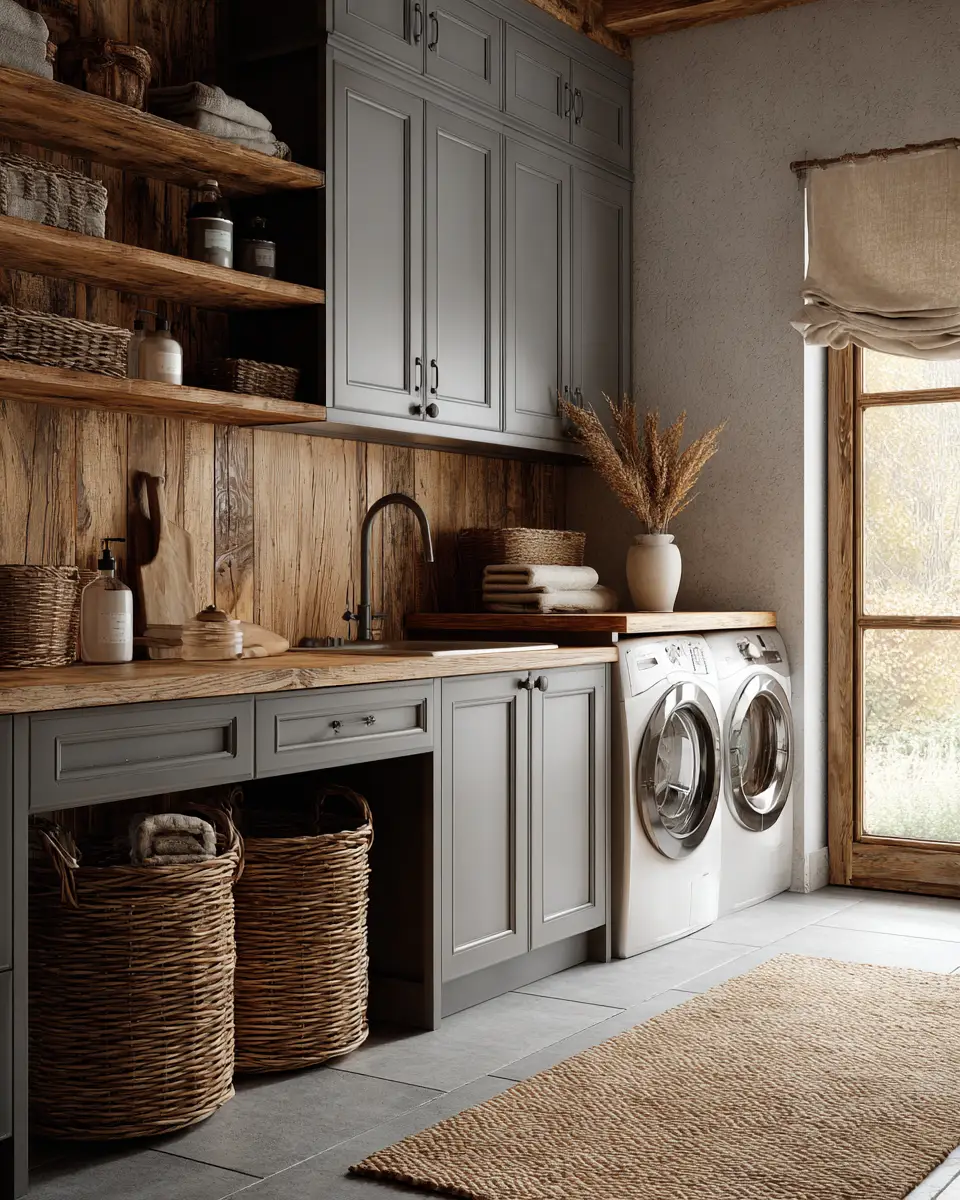 Gray Scandinavian Laundry Room Decor Ideas