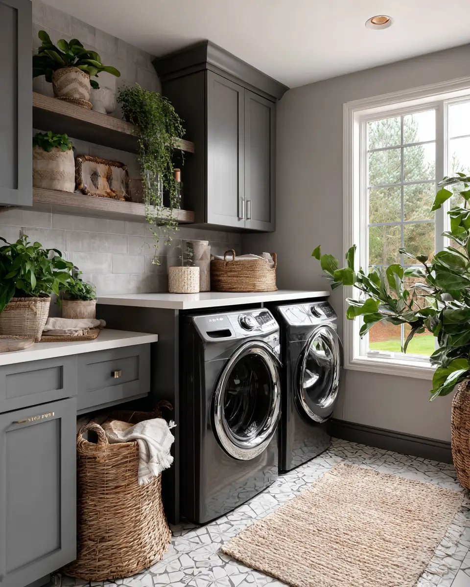 Gray Scandinavian Laundry Room Decor Ideas