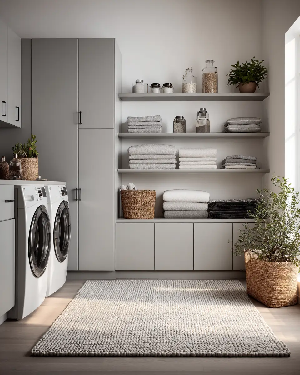 Gray Scandinavian Laundry Room Decor Ideas
