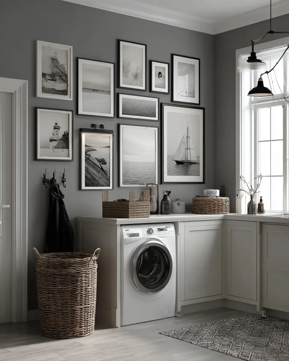 Gray Scandinavian Laundry Room Decor Ideas