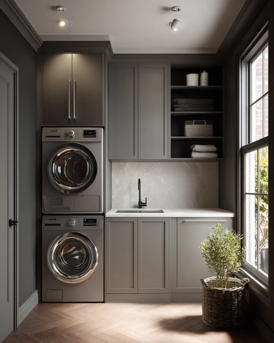 Gray Scandinavian Laundry Room Decor Ideas