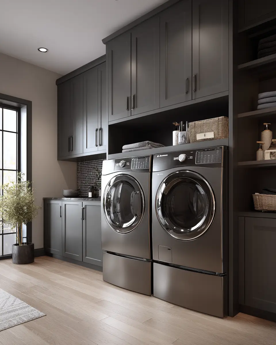 Gray Scandinavian Laundry Room Decor Ideas