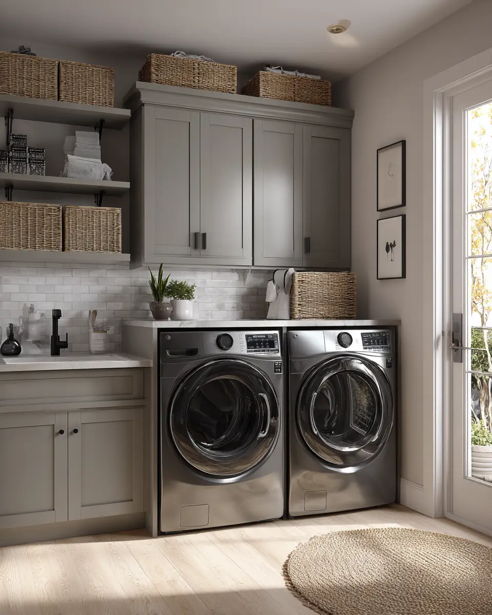 Gray Scandinavian Laundry Room Decor Ideas