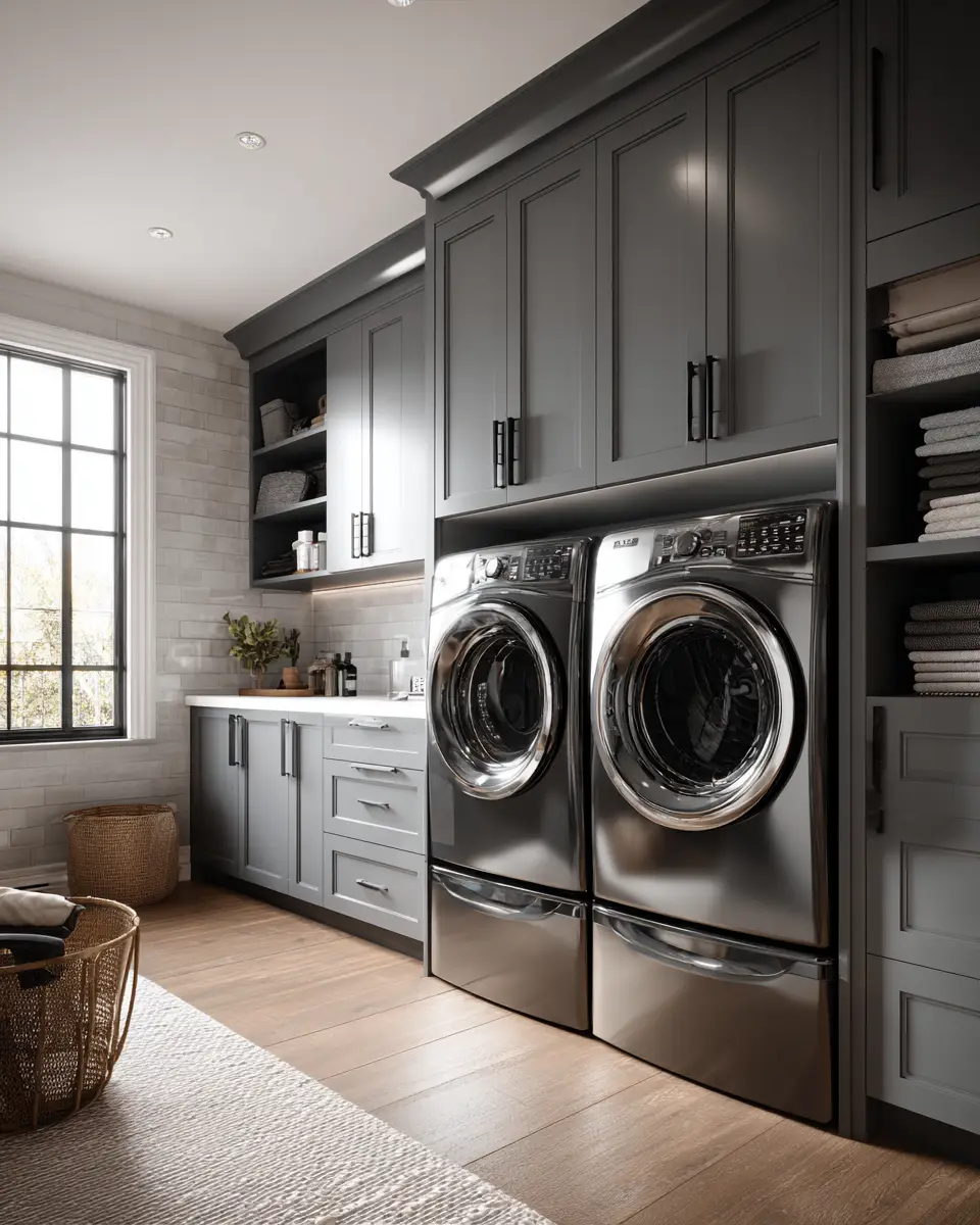 Gray Scandinavian Laundry Room Decor Ideas
