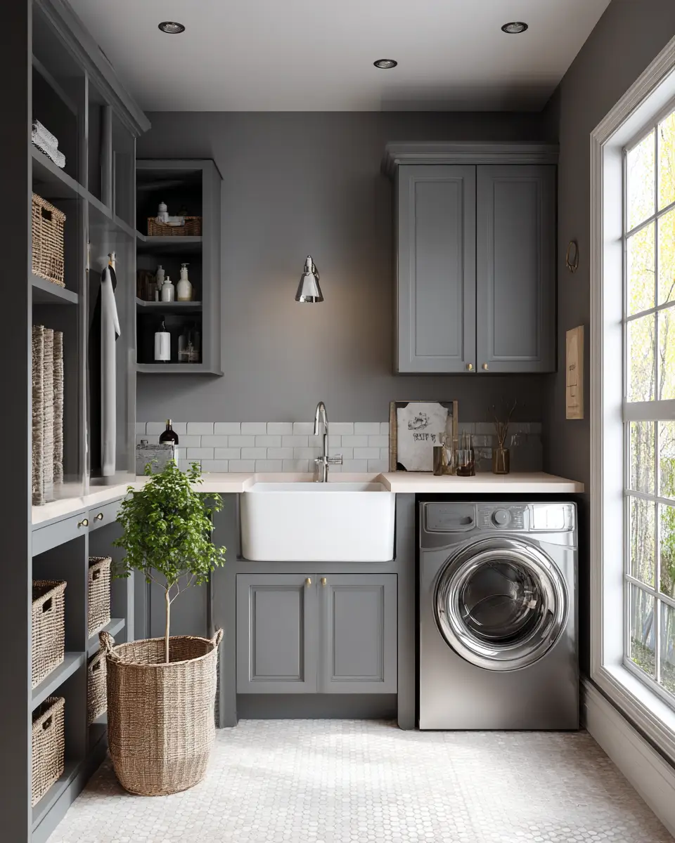 Gray Scandinavian Laundry Room Decor Ideas