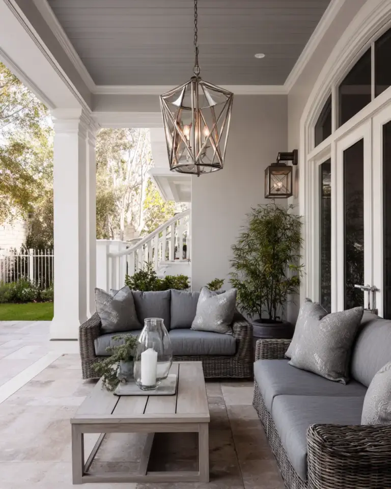 Gray Transitional Porch Decor Ideas - Featured