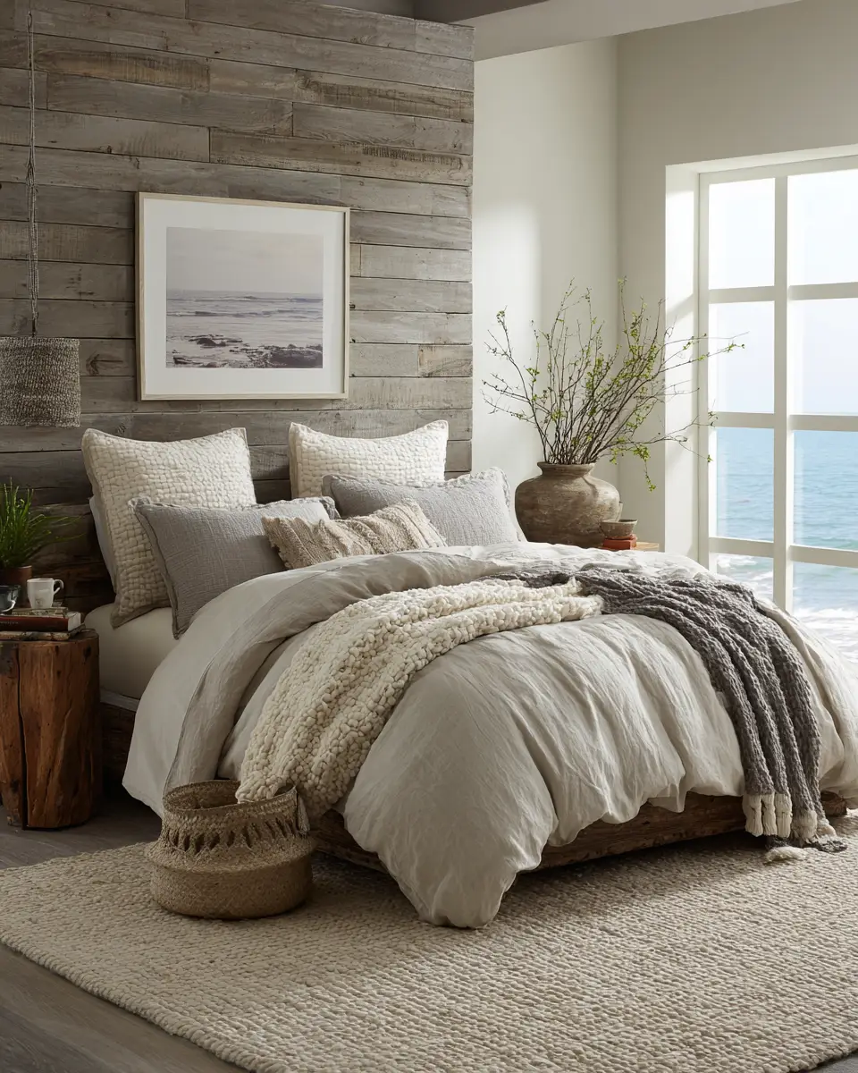 Greige Coastal Bedroom Decor Ideas - Featured
