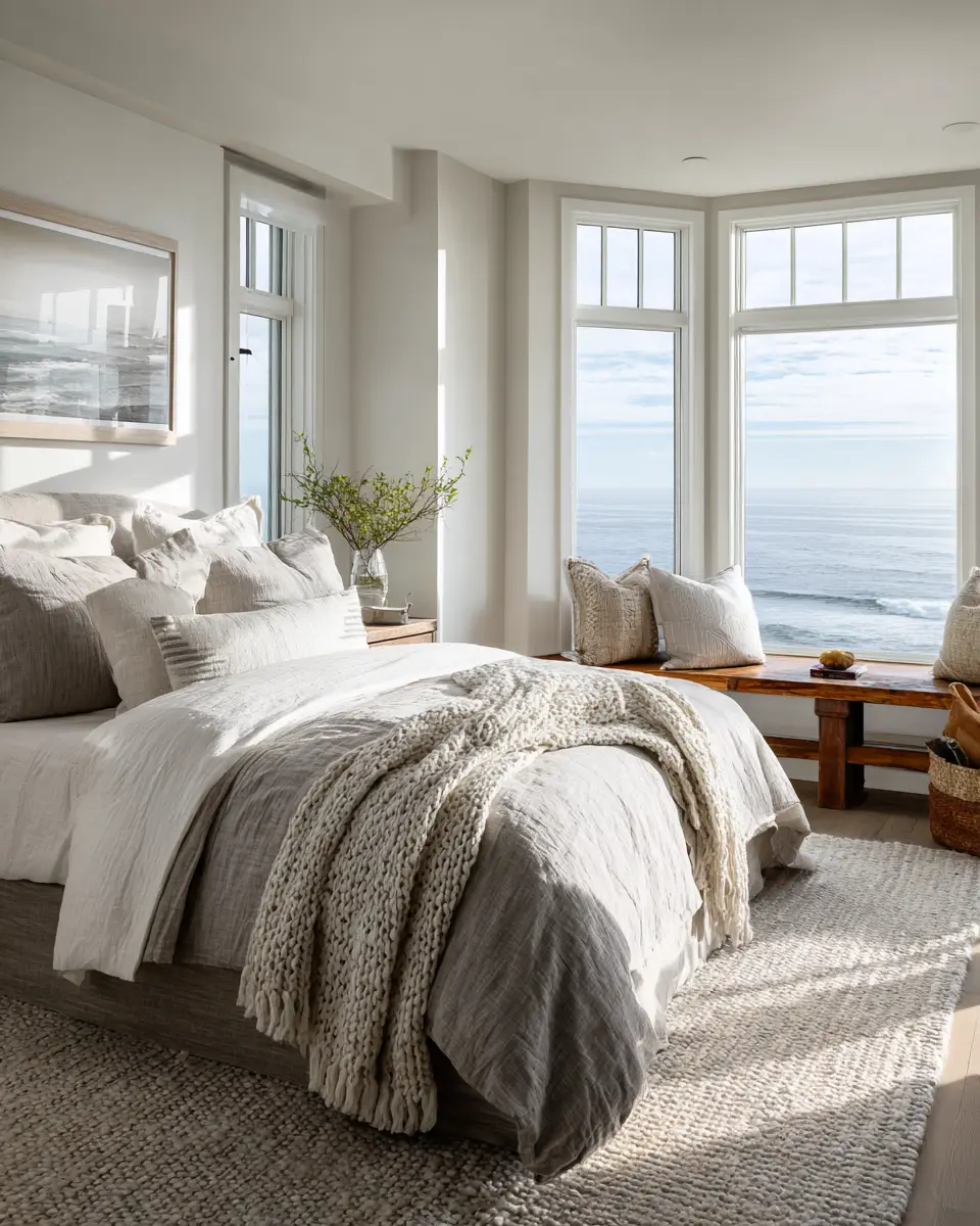 Greige Coastal Bedroom Decor Ideas