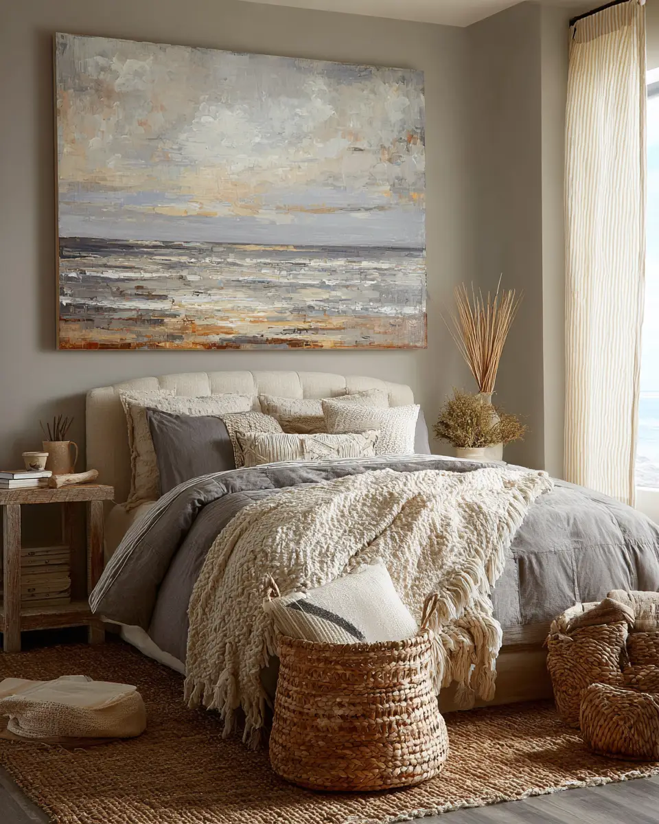 Greige Coastal Bedroom Decor Ideas