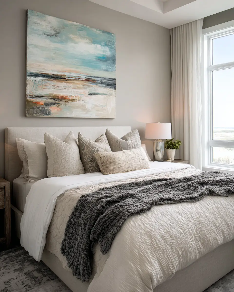 Greige Coastal Bedroom Decor Ideas