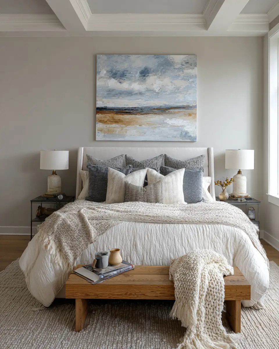 Greige Coastal Bedroom Decor Ideas