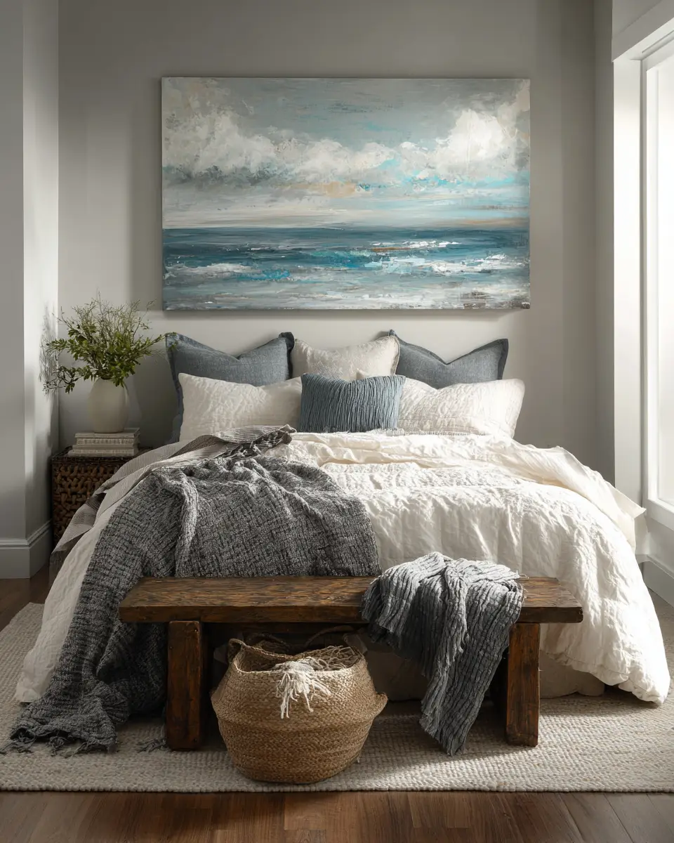 Greige Coastal Bedroom Decor Ideas