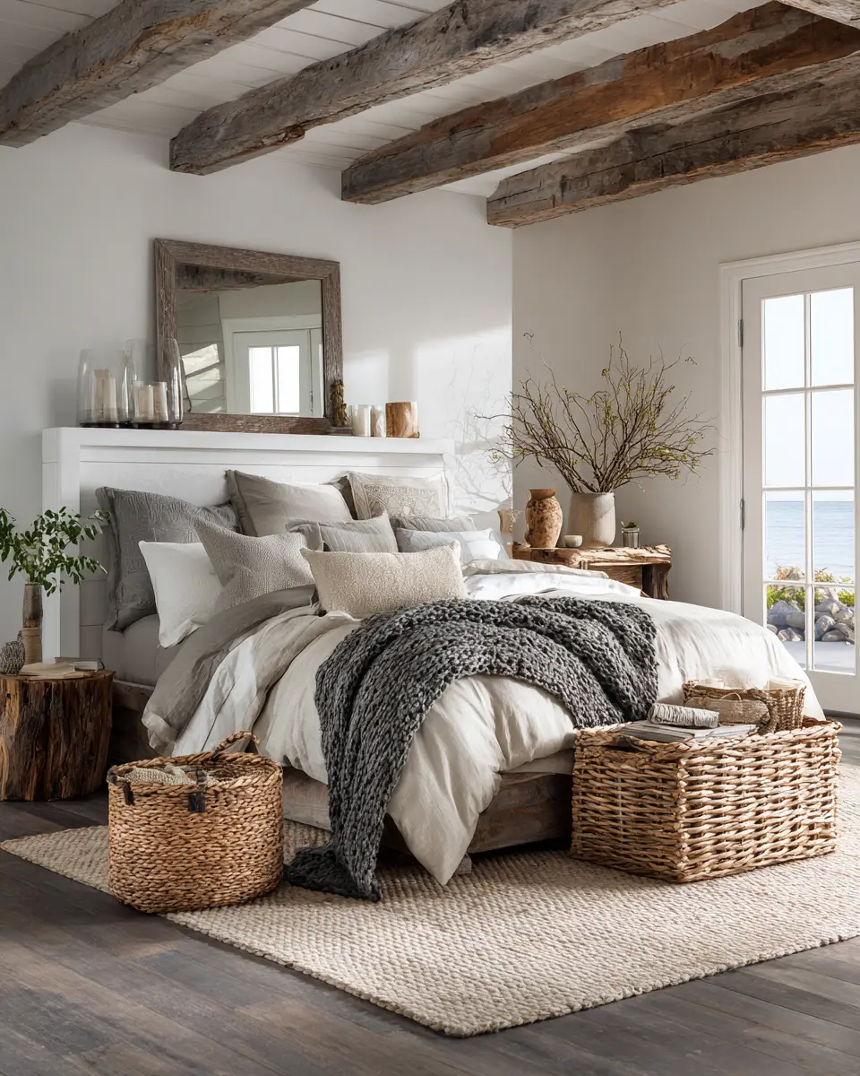 Greige Coastal Bedroom Decor Ideas