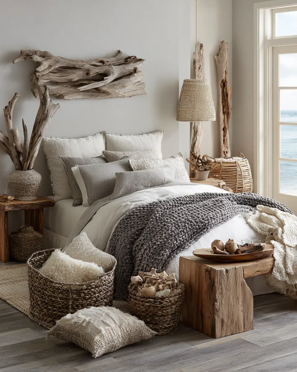 Greige Coastal Bedroom Decor Ideas