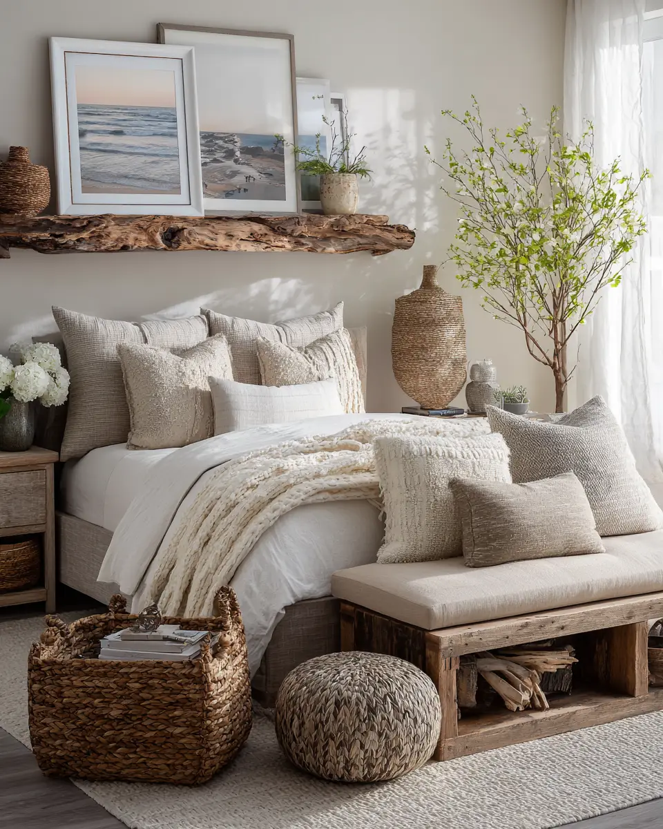 Greige Coastal Bedroom Decor Ideas