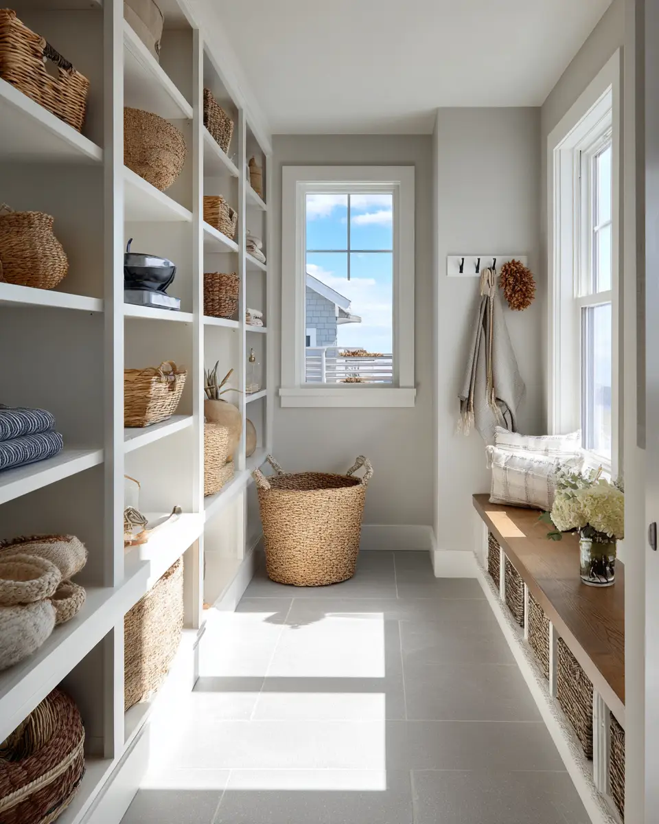 Greige Coastal Garage Decor Ideas