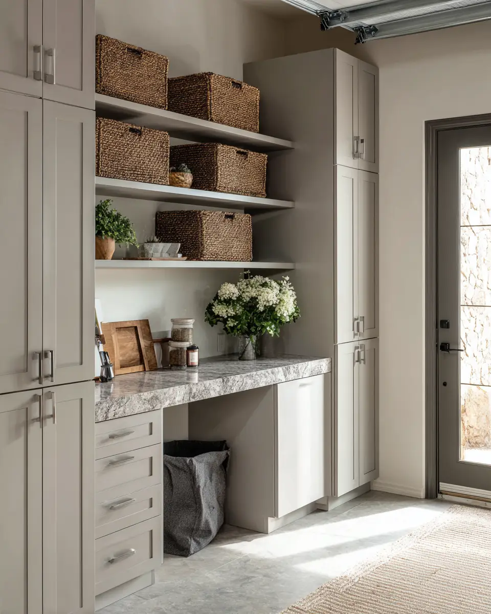 Greige Coastal Garage Decor Ideas