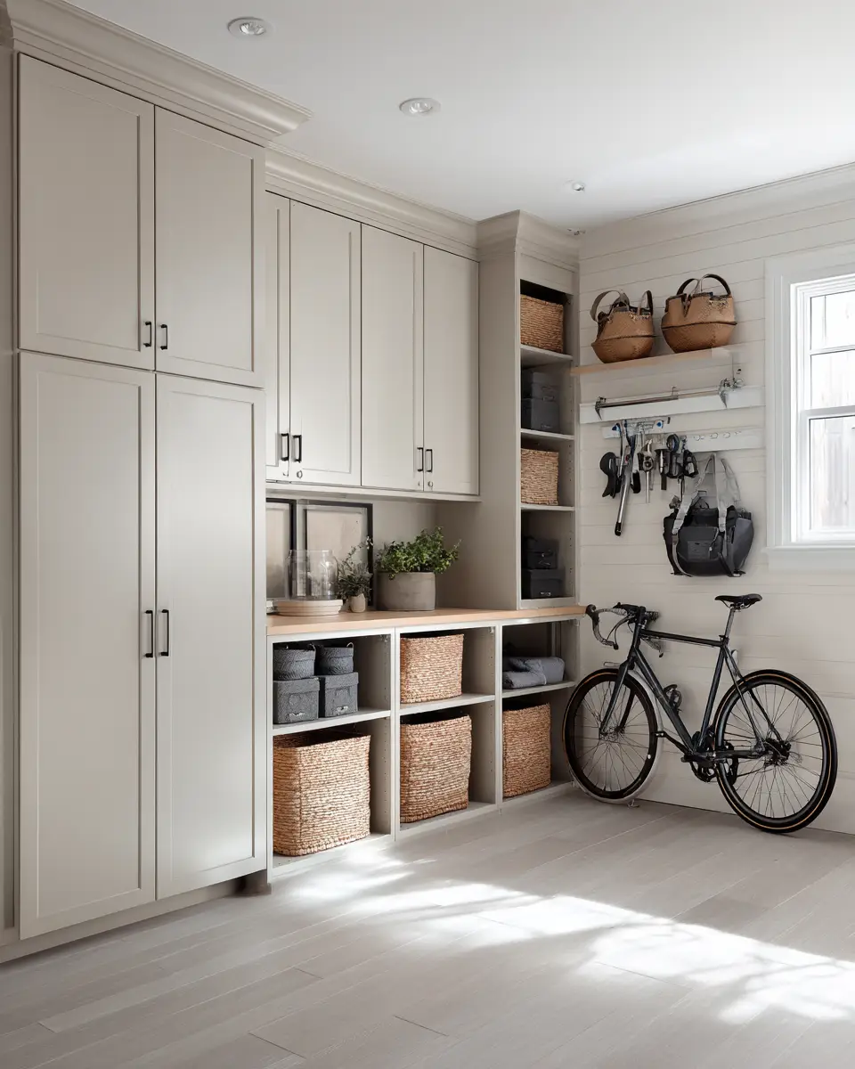 Greige Coastal Garage Decor Ideas