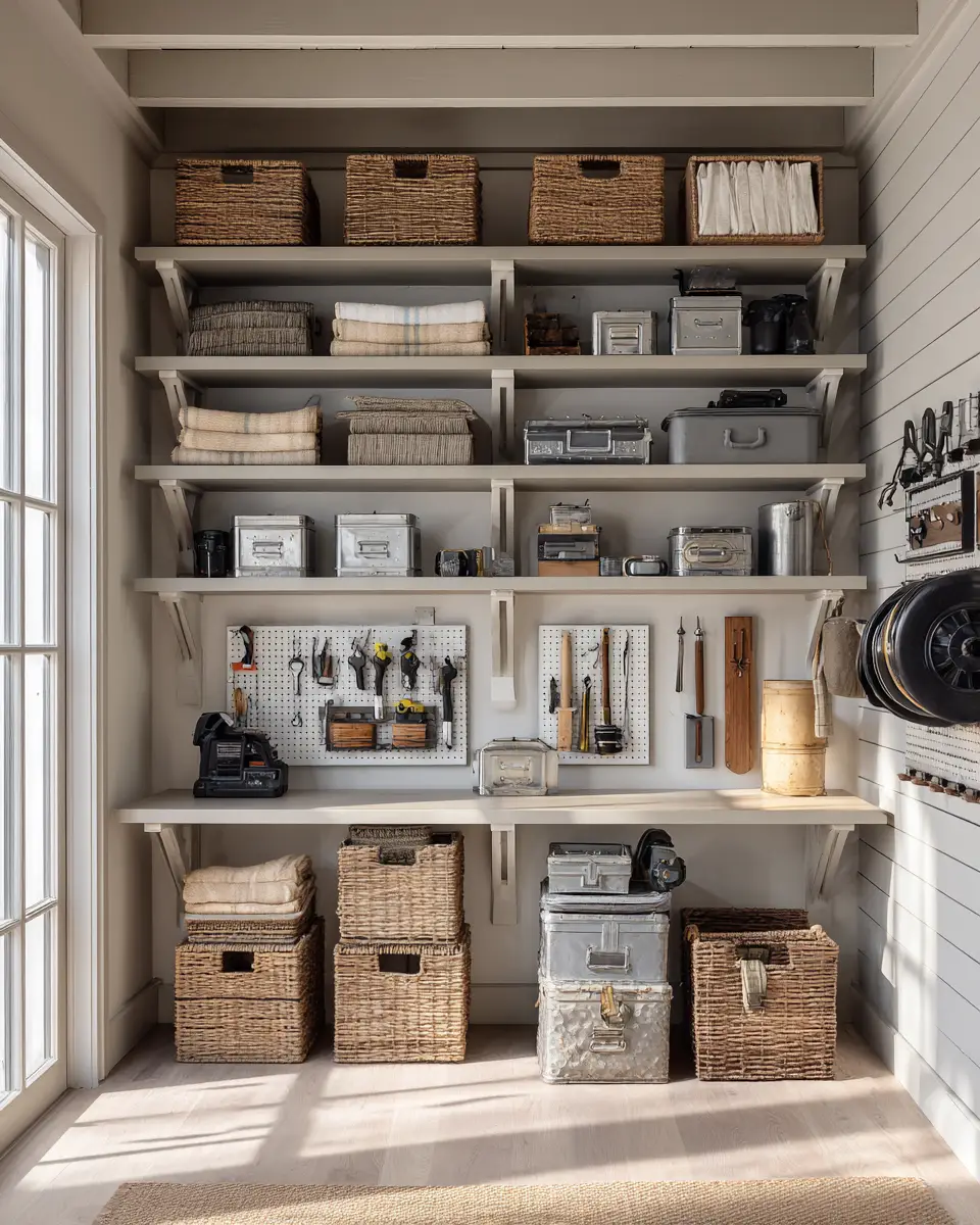 Greige Coastal Garage Decor Ideas