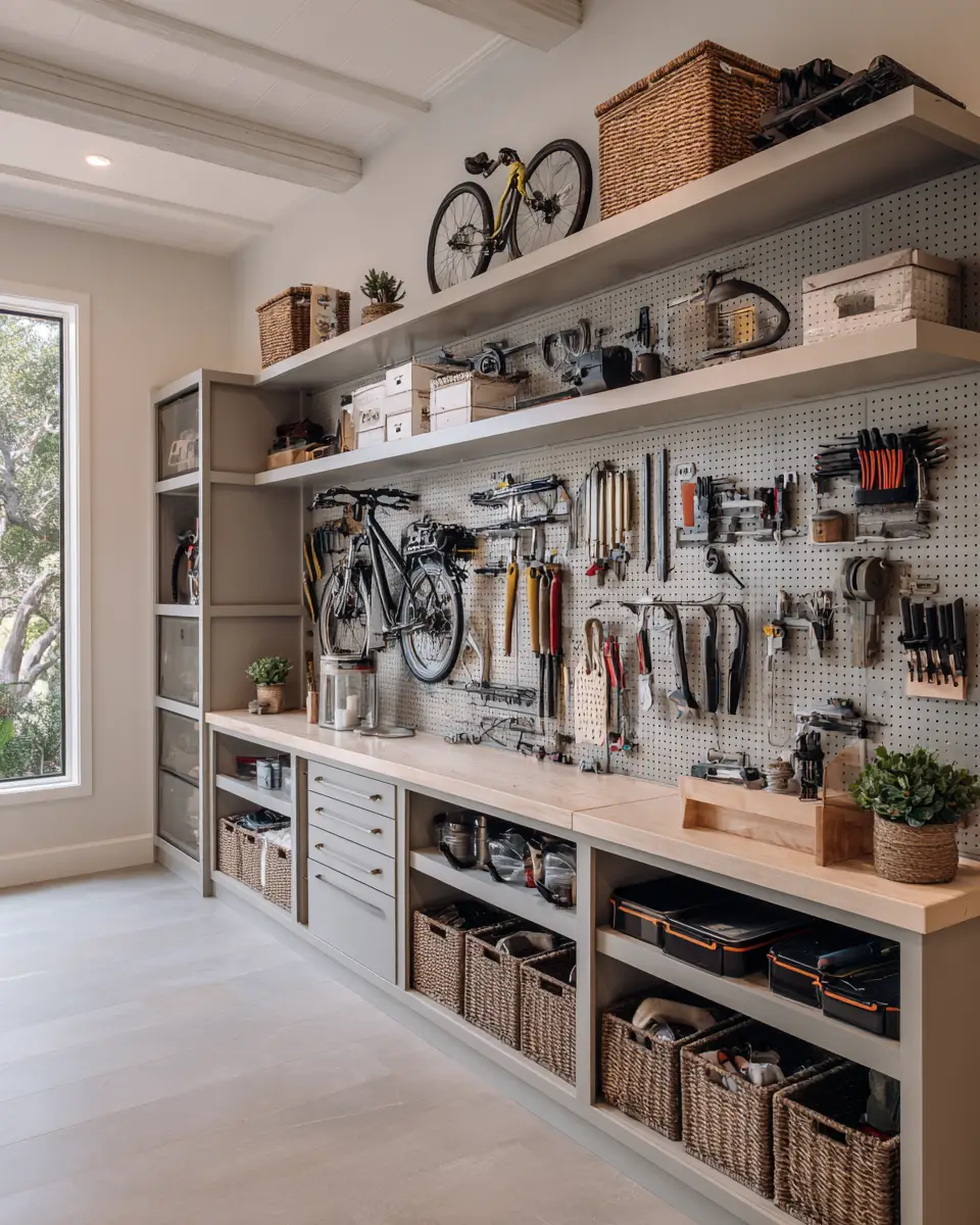 Greige Coastal Garage Decor Ideas