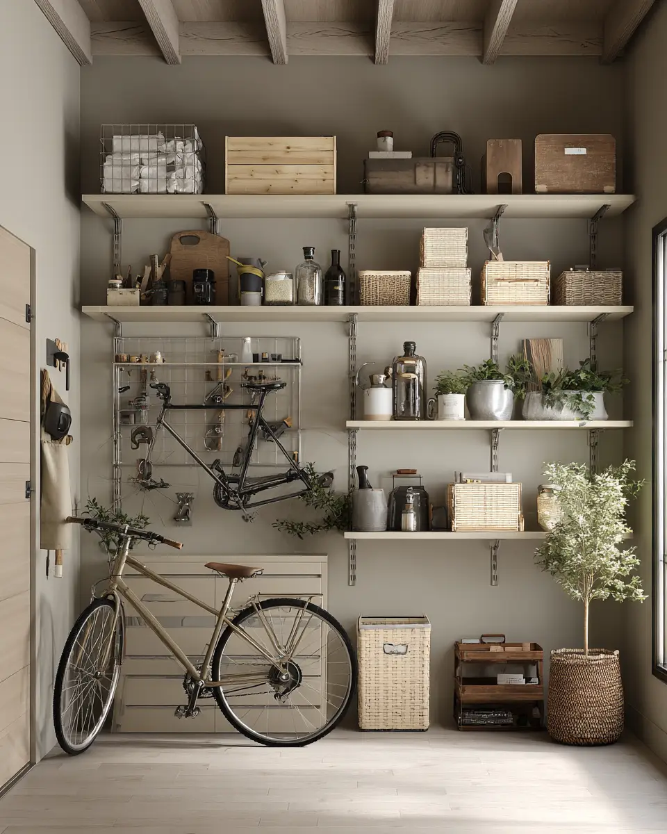 Greige Coastal Garage Decor Ideas