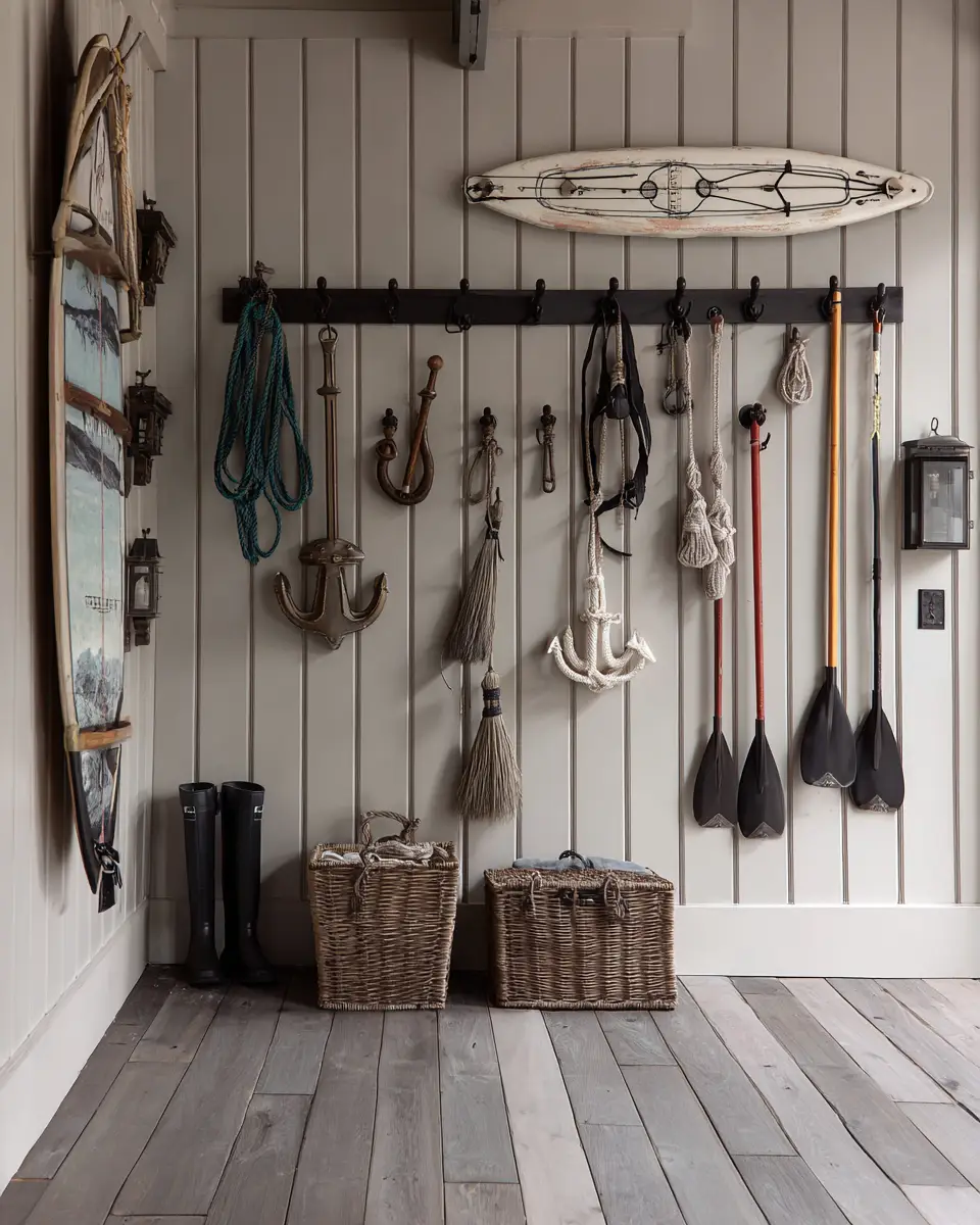 Greige Coastal Garage Decor Ideas