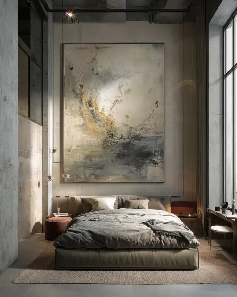 Greige Industrial Bedroom Decor Ideas - Featured