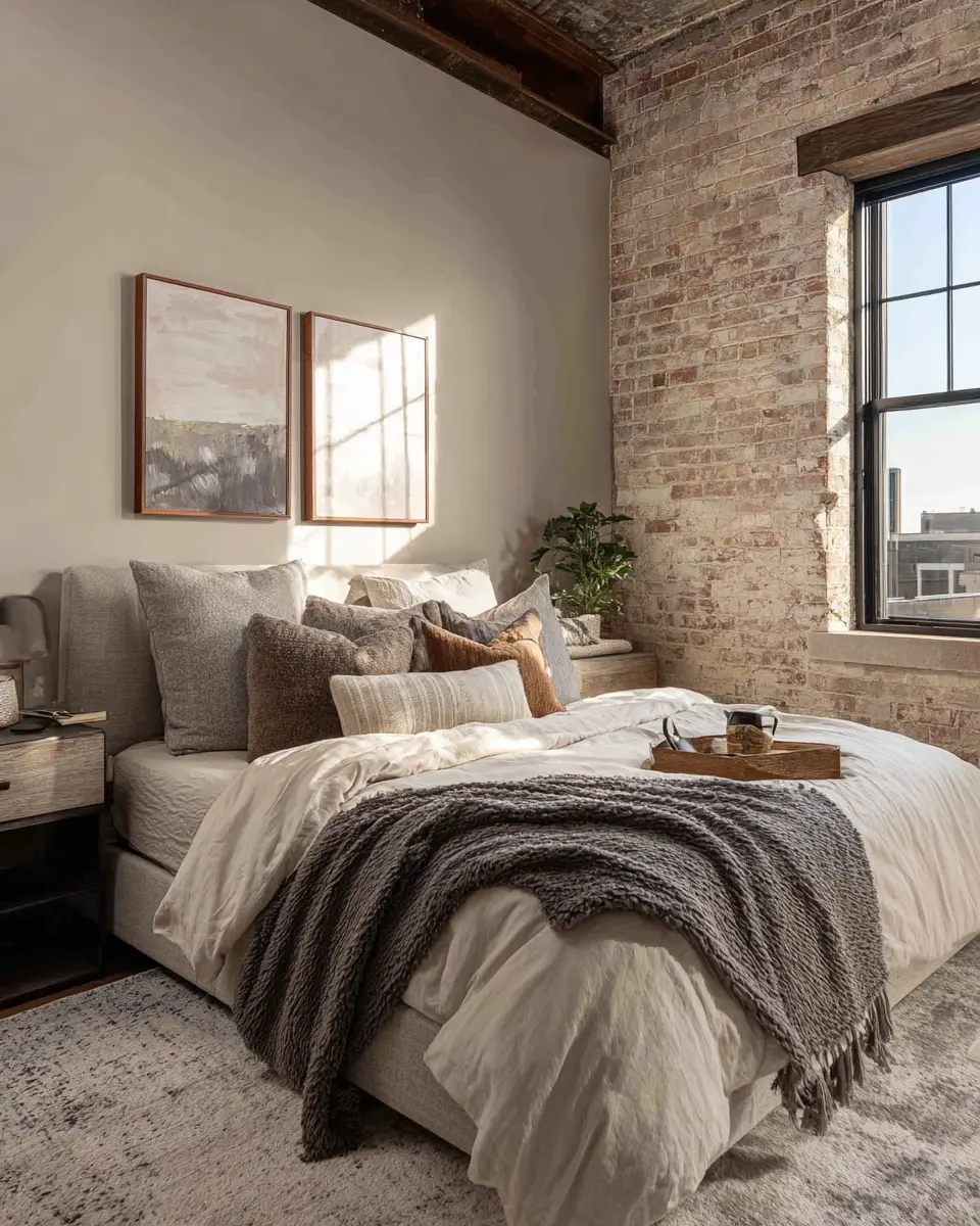 Greige Industrial Bedroom Decor Ideas