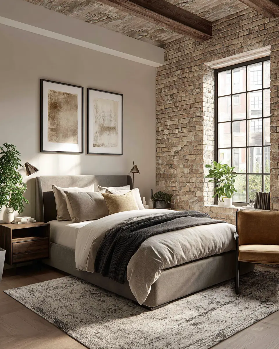 Greige Industrial Bedroom Decor Ideas