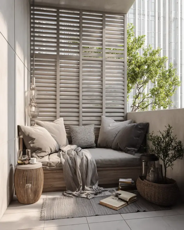 Greige Japandi Balcony Decor Ideas - Featured