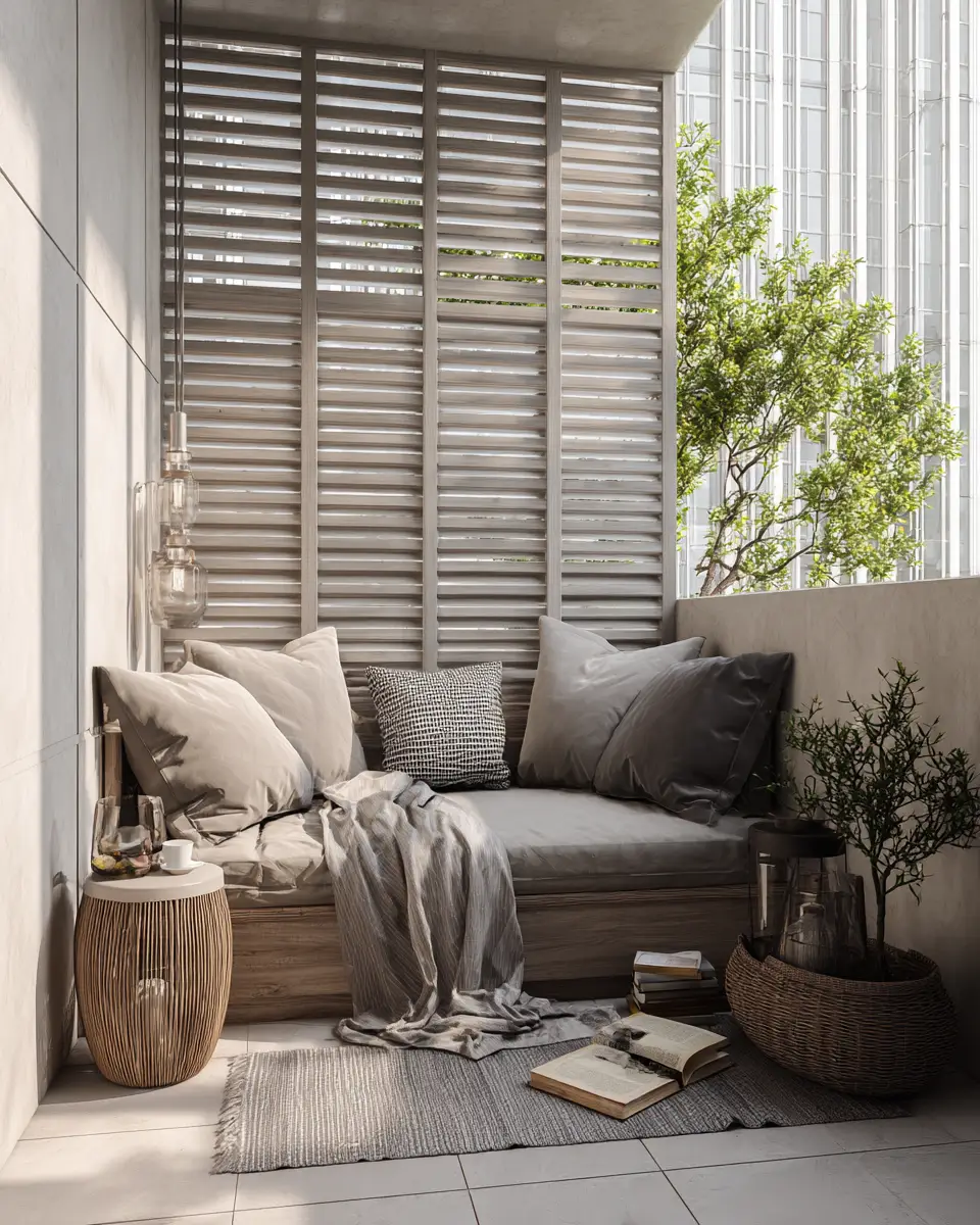 Greige Japandi Balcony Decor Ideas - Featured