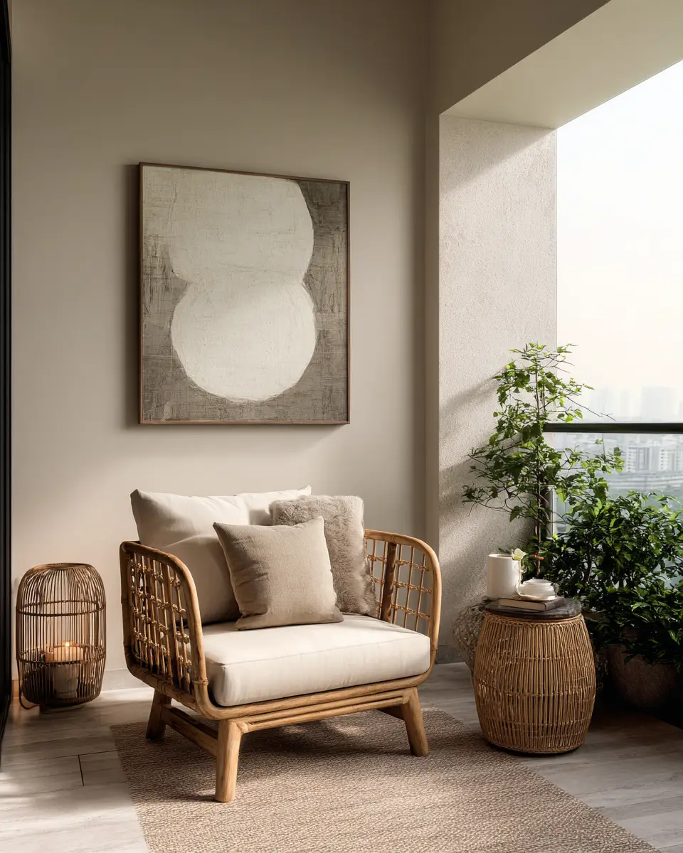 Greige Japandi Balcony Decor Ideas